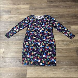 LuLaRoe Debbie Dress Sz 2XL Floral Long Sleeve Sheath Bloomcore Party Fun Whimsy